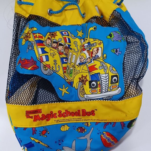 Hasbro Magic School Bus Miss Frizzle drawstring bag backpack mesh vintage used main image 5